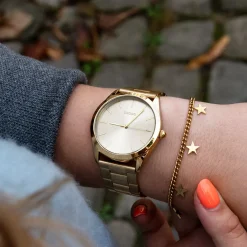 Goudkleurige OOZOO horloge met roestvrijstalen armband - C11430