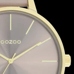 Goudkleurige OOZOO horloge met taupe leren band - C11256