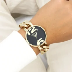 Goudkleurige OOZOO horloge met grove schakelarmband - C11264