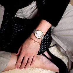 Goudkleurige OOZOO horloge met taupe leren band - C11236