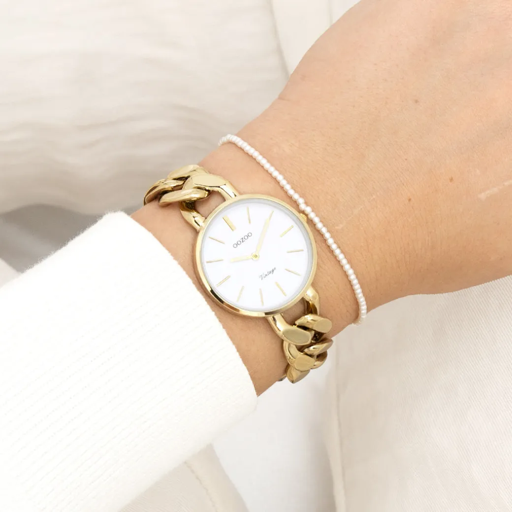 Goudkleurige OOZOO horloge met grove schakelarmband - C20357