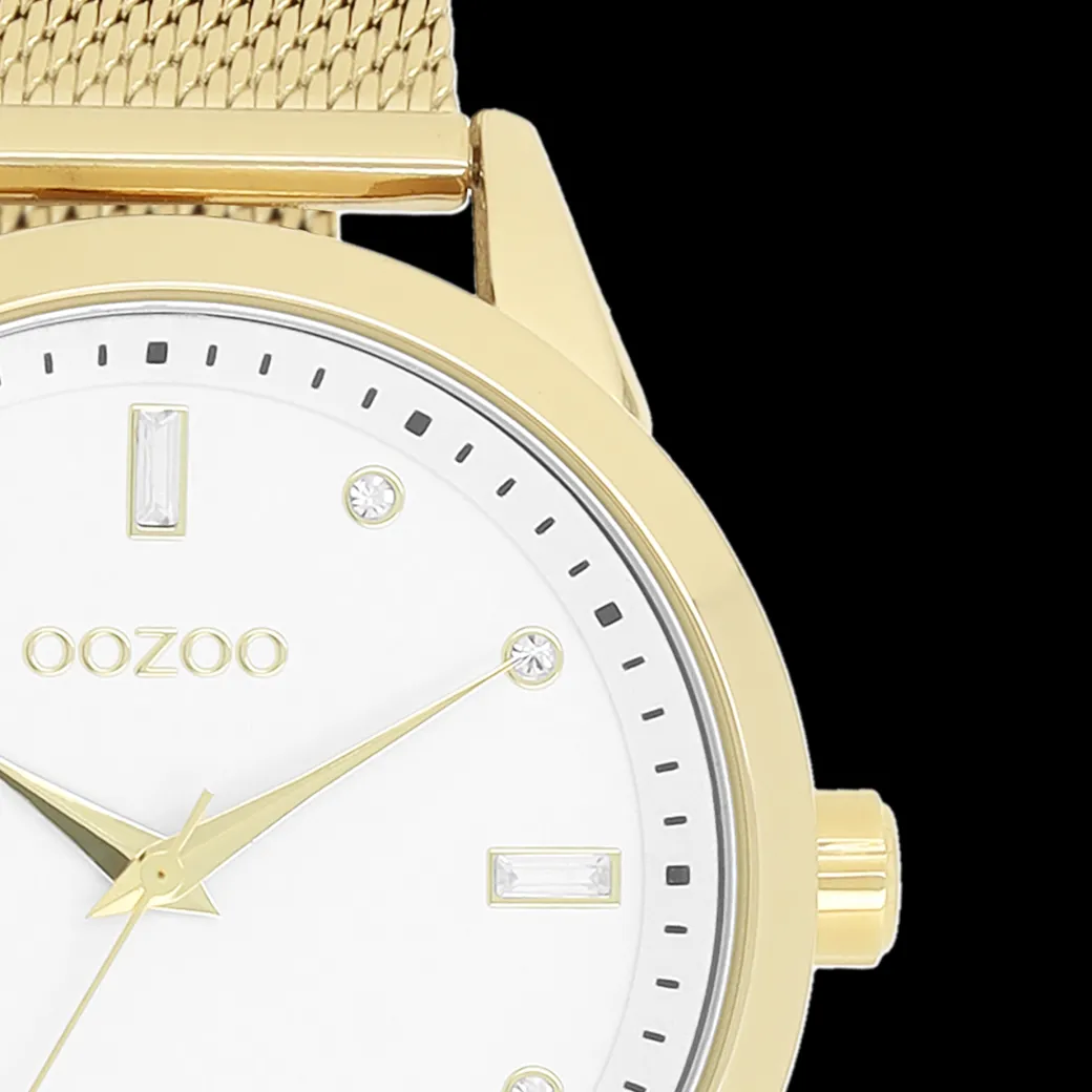 Goudkleurige OOZOO horloge met metalen mesh armband - C11282