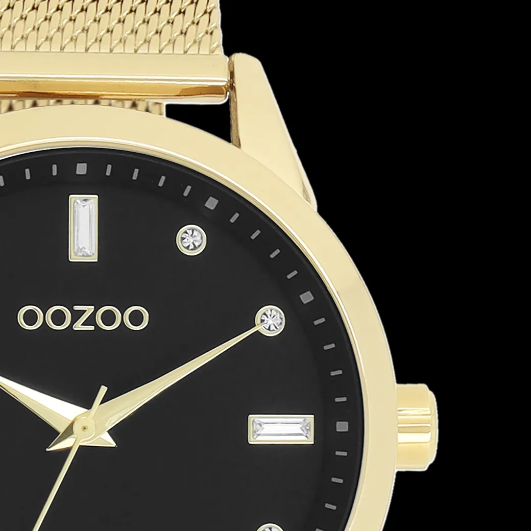 Goudkleurige OOZOO horloge met metalen mesh armband - C11283