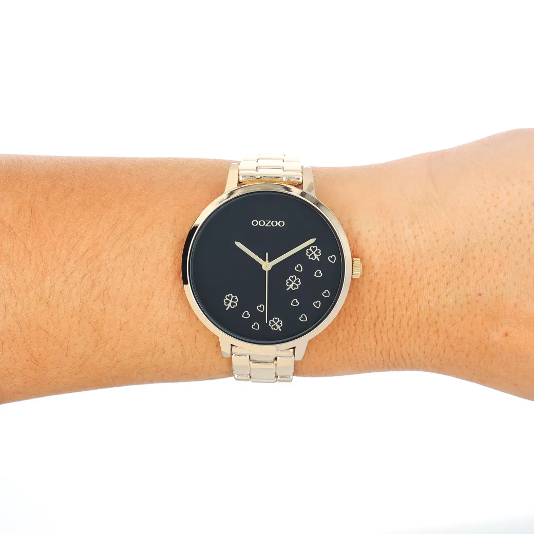 Goudkleurige OOZOO horloge met roestvrijstalen armband - C11124