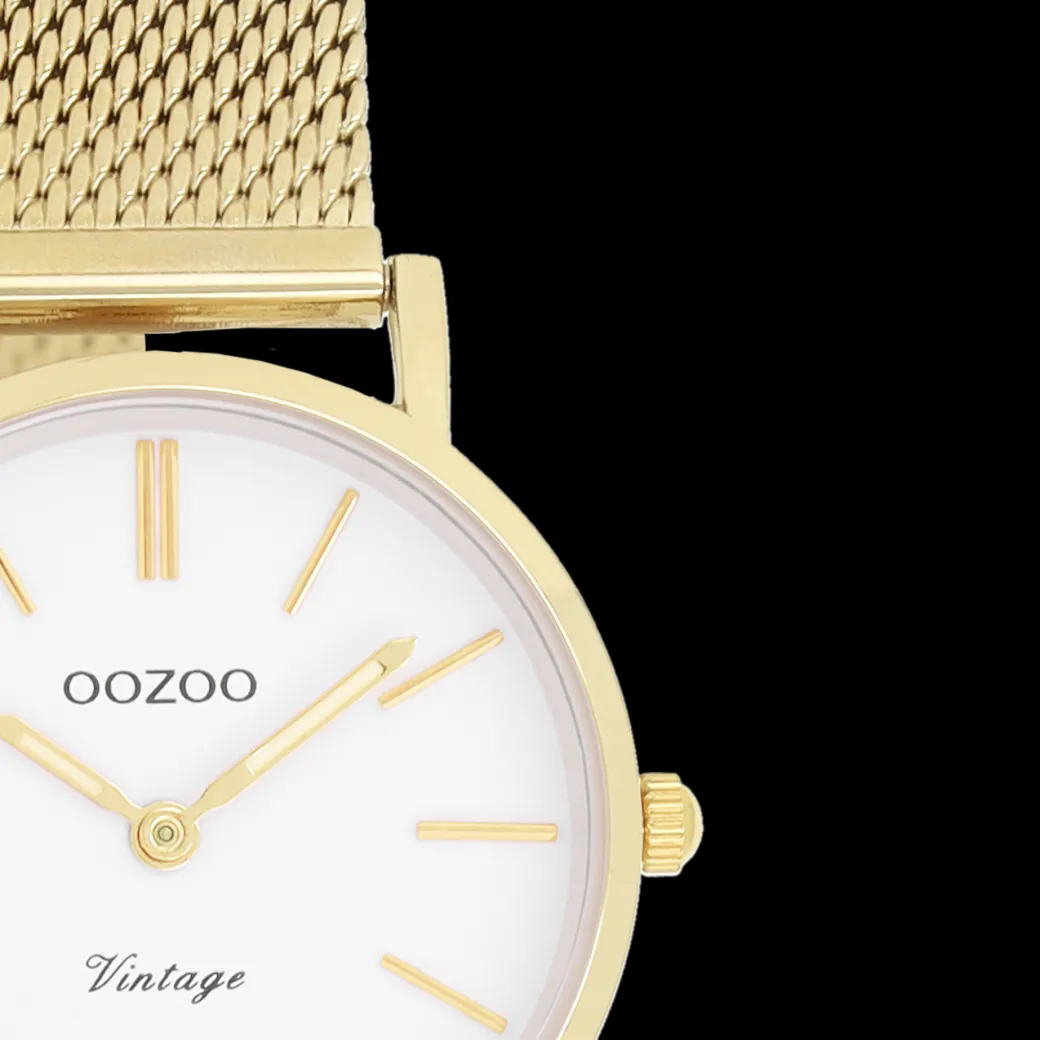 Goudkleurige OOZOO horloge met metalen mesh armband - C20231