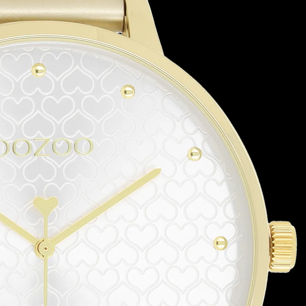 Goudkleurige OOZOO horloge met leren band - C11035