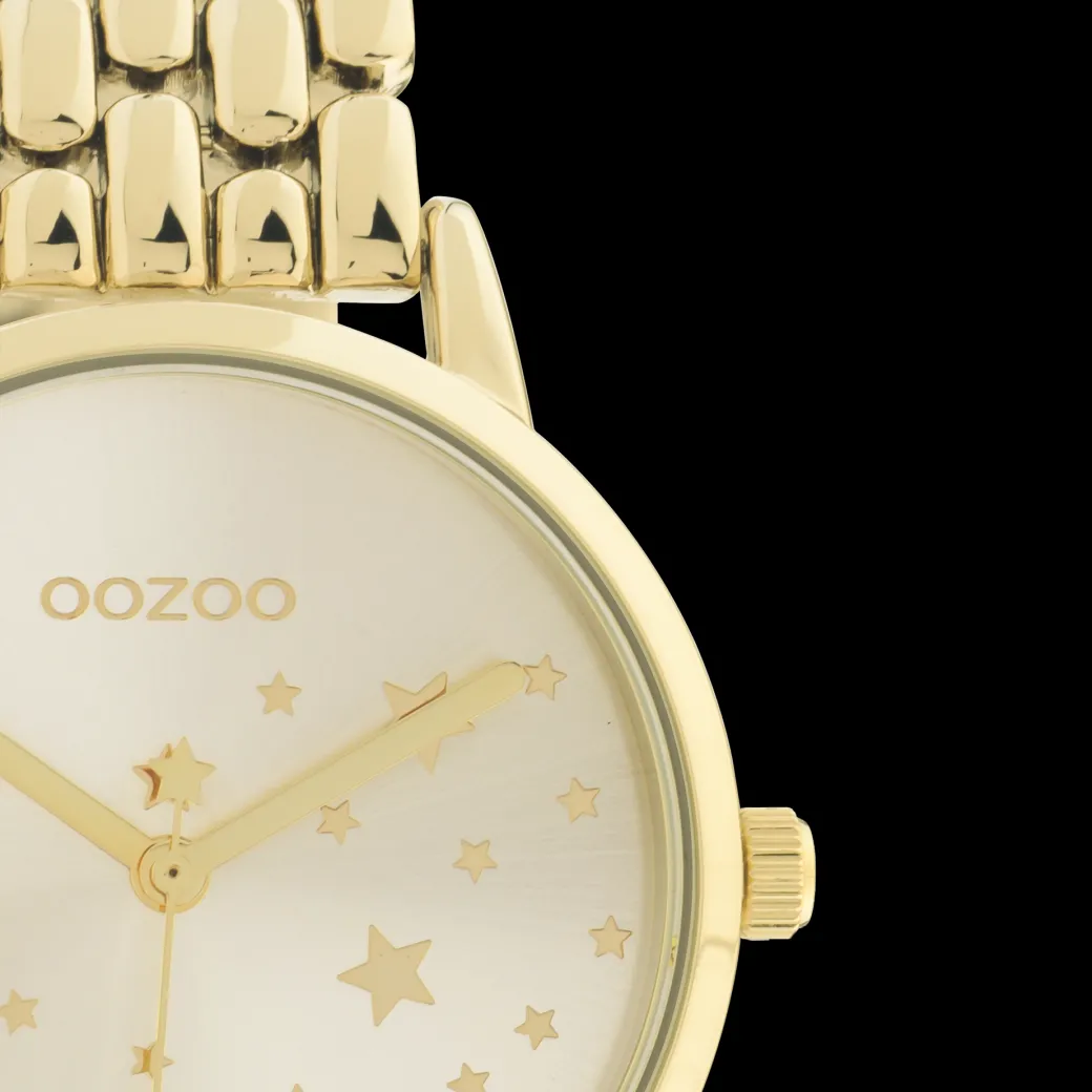 Goudkleurige OOZOO horloge met roestvrijstalen armband - C11028