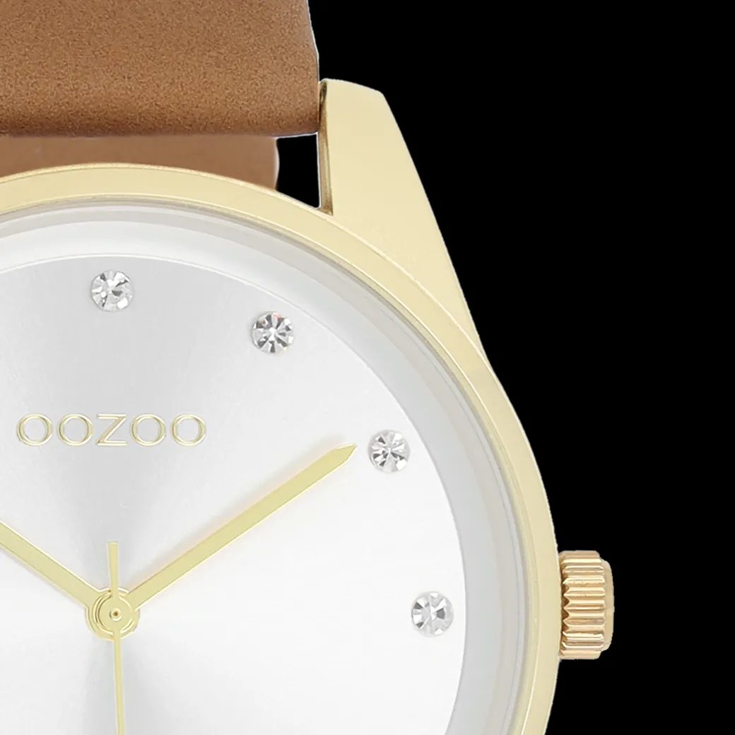 Goudkleurige OOZOO horloge met zand leren band - C11046
