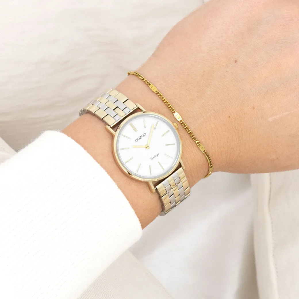 Goudkleurige OOZOO horloge met roestvrijstalen armband roestvrijstalen armband - C20407