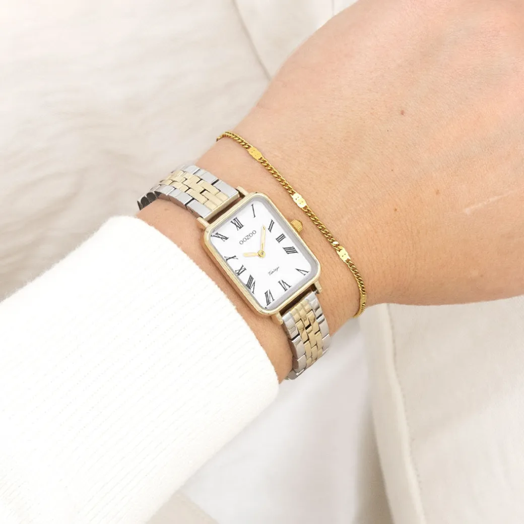 Goudkleurige OOZOO horloge met roestvrijstalen armband roestvrijstalen armband - C20411