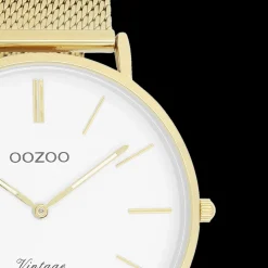 Goudkleurige OOZOO horloge met metalen mesh armband - C9909
