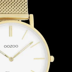 Goudkleurige OOZOO horloge met metalen mesh armband - C9910