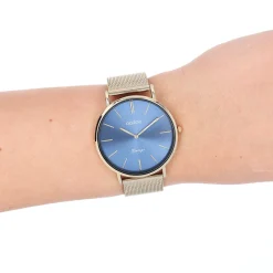 Goudkleurige OOZOO horloge met metalen mesh armband - C20290