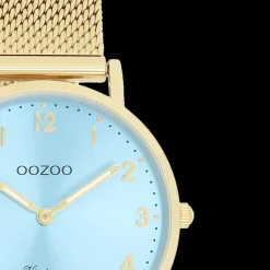 Goudkleurige OOZOO horloge met metalen mesh armband - C20348
