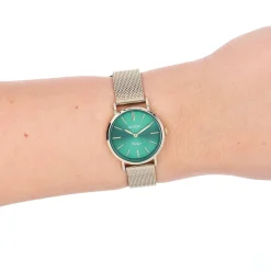 Goudkleurige OOZOO horloge met metalen mesh armband - C20297