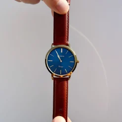 Goudkleurige OOZOO horloge met bruine leren band - C20388