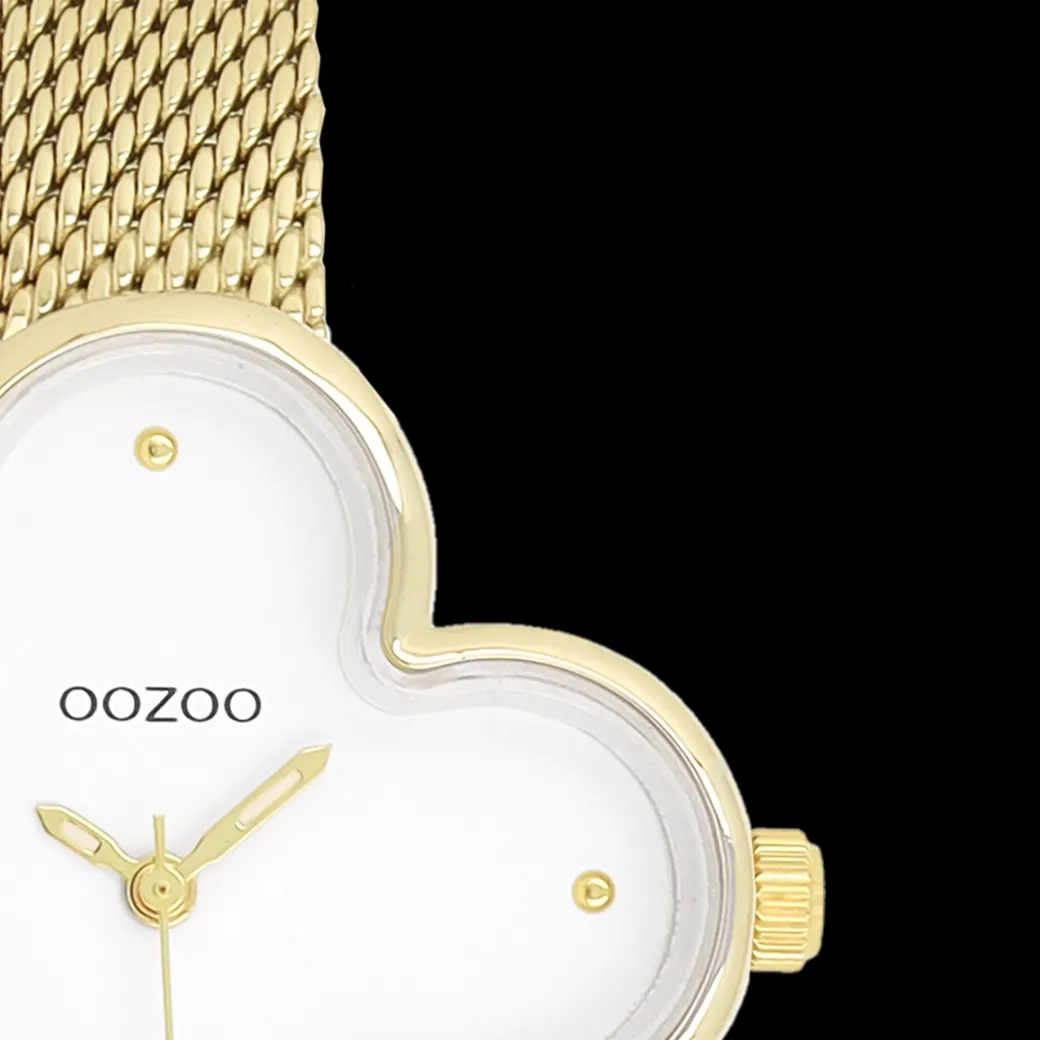 Goudkleurige OOZOO horloge met metalen mesh armband metalen mesh armband - C11527