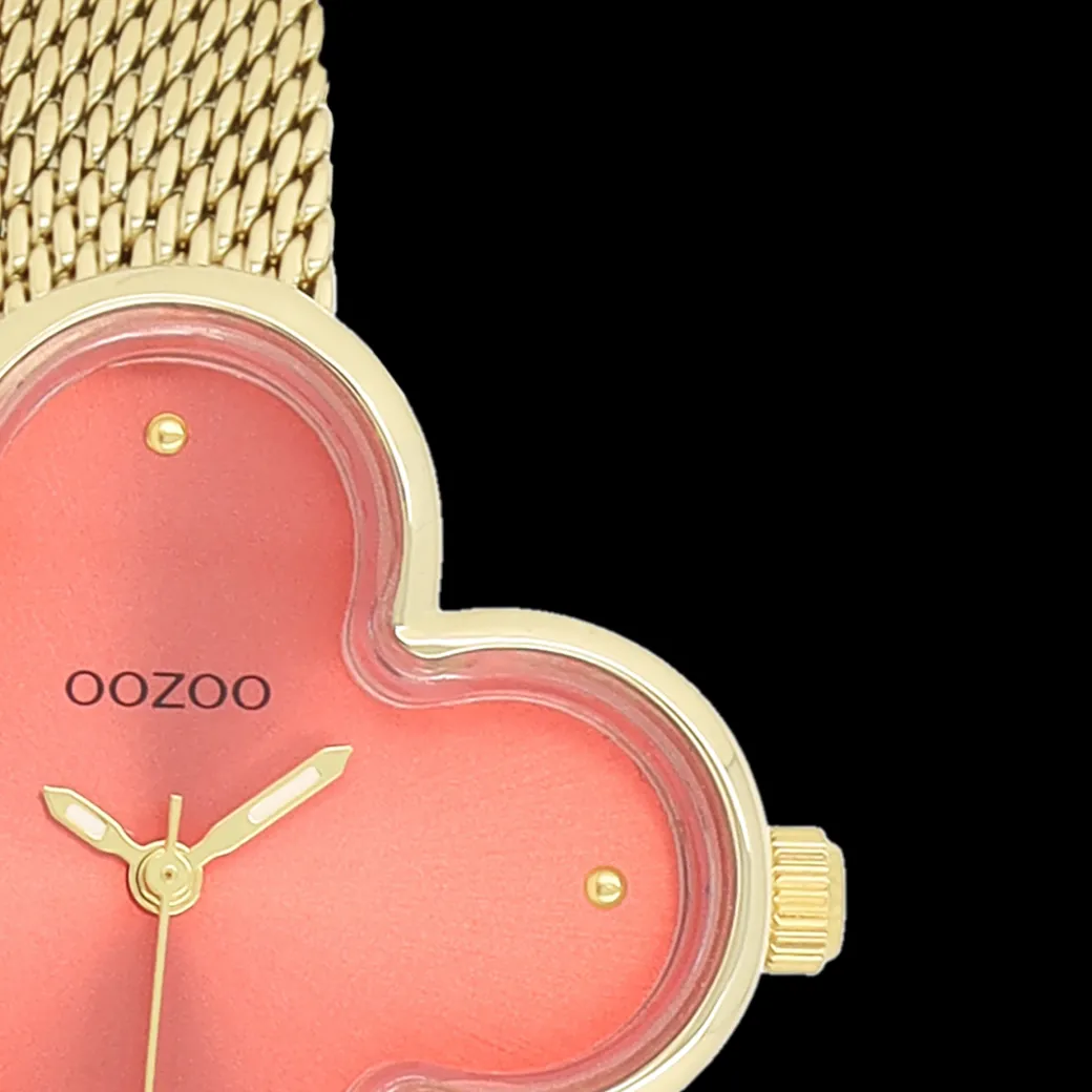 Goudkleurige OOZOO horloge met metalen mesh armband metalen mesh armband - C11529