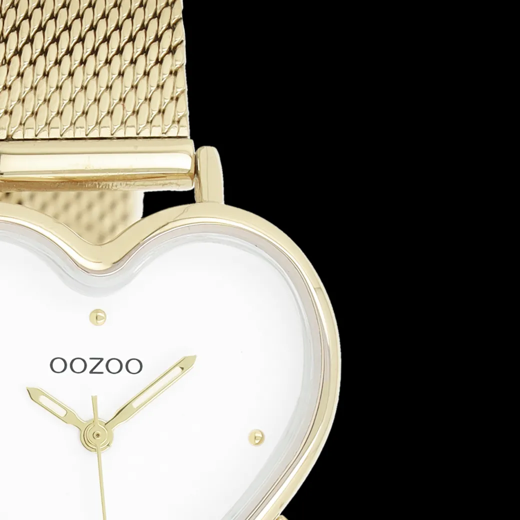 Goudkleurige OOZOO horloge met metalen mesh armband - C11415