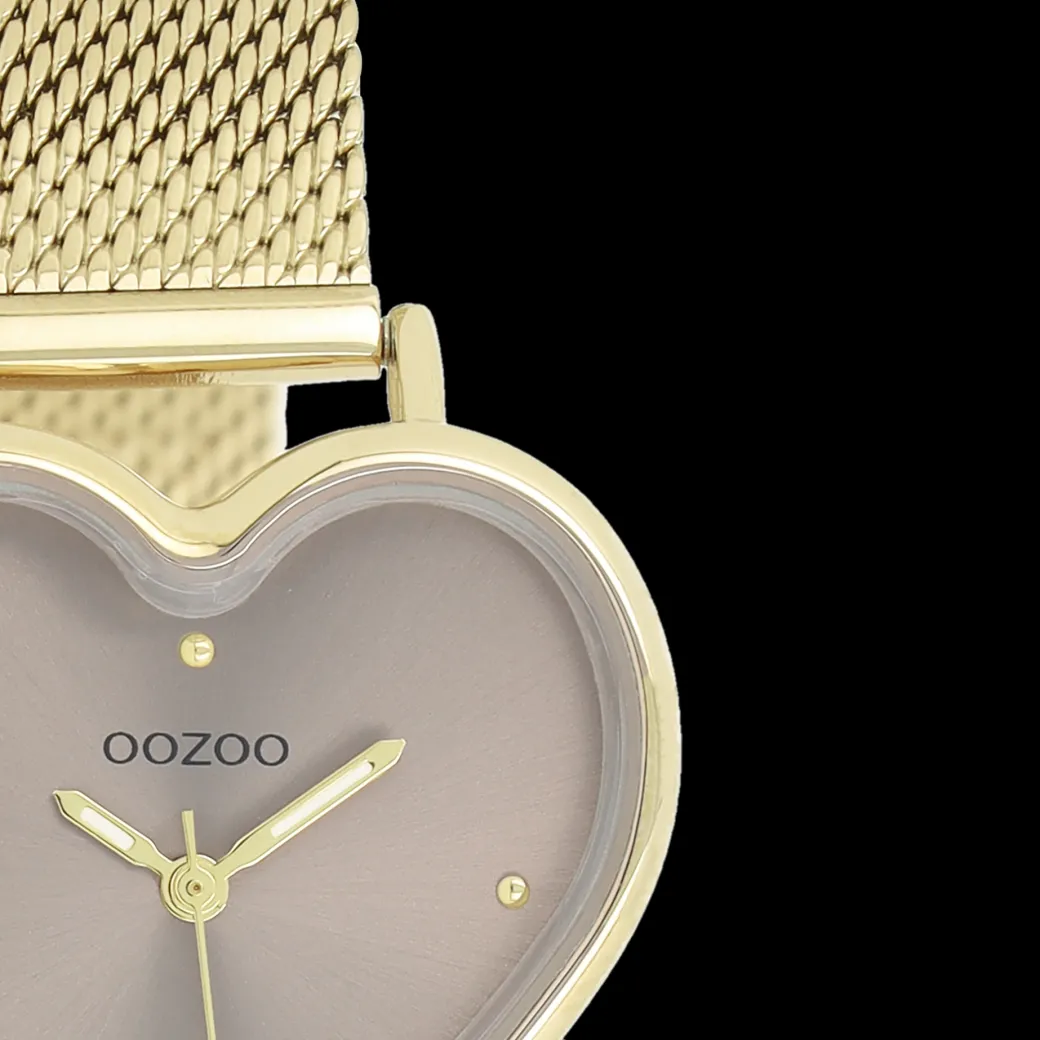 Goudkleurige OOZOO horloge met metalen mesh armband - C11416