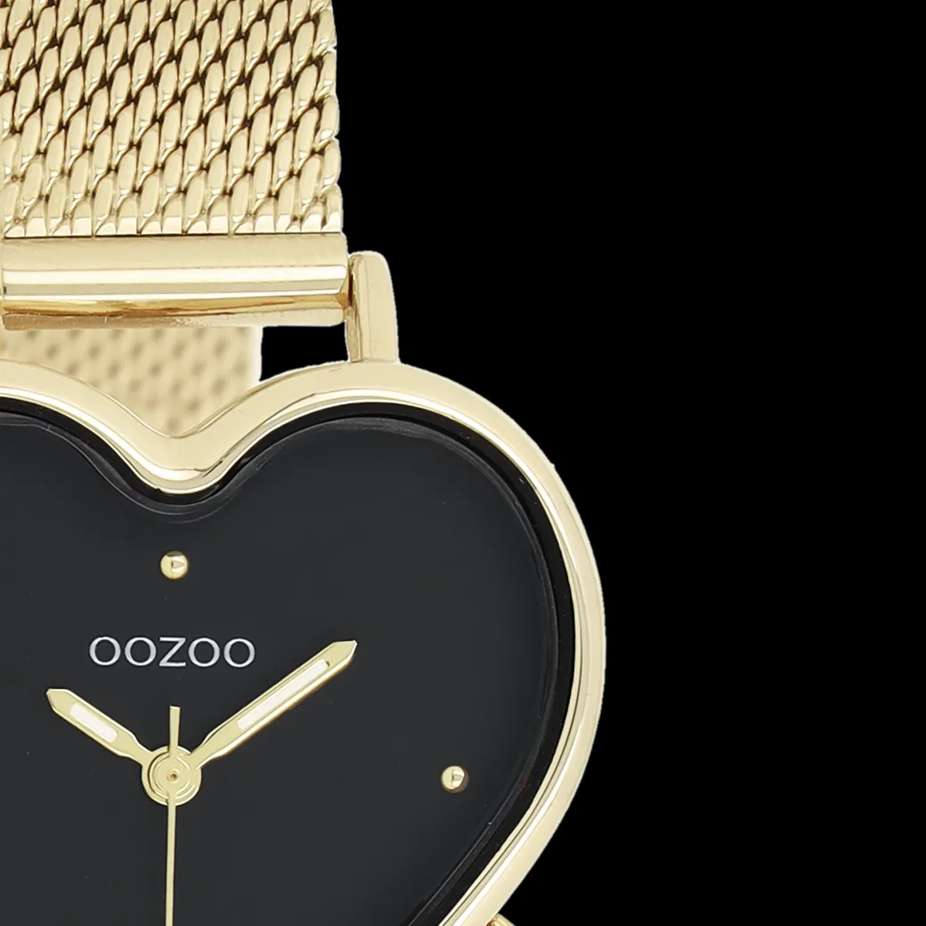 Goudkleurige OOZOO horloge met metalen mesh armband - C11417