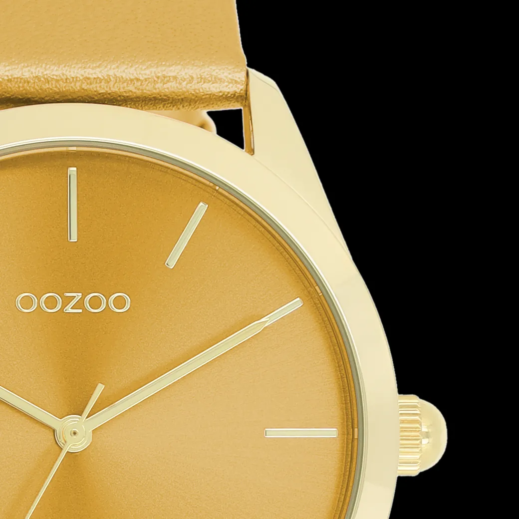 Goudkleurige OOZOO horloge met oker gele leren band - C11332