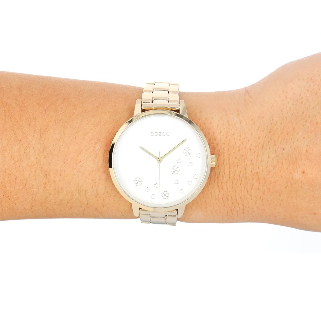 Goudkleurige OOZOO horloge met roestvrijstalen armband - C11122