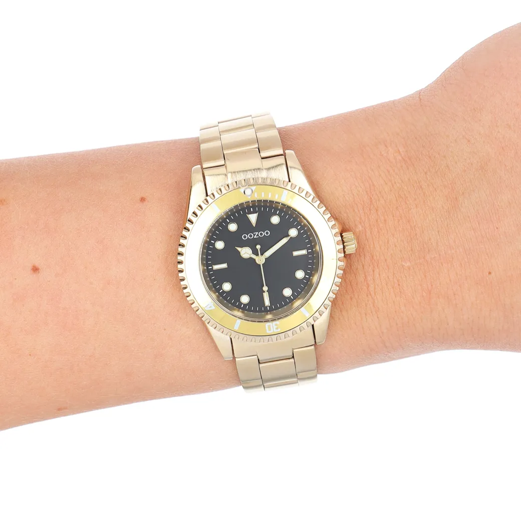 Goudkleurige OOZOO horloge met roestvrijstalen armband - C11148