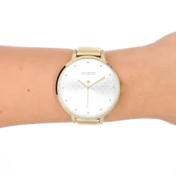 Goudkleurige OOZOO horloge met leren band - C11035