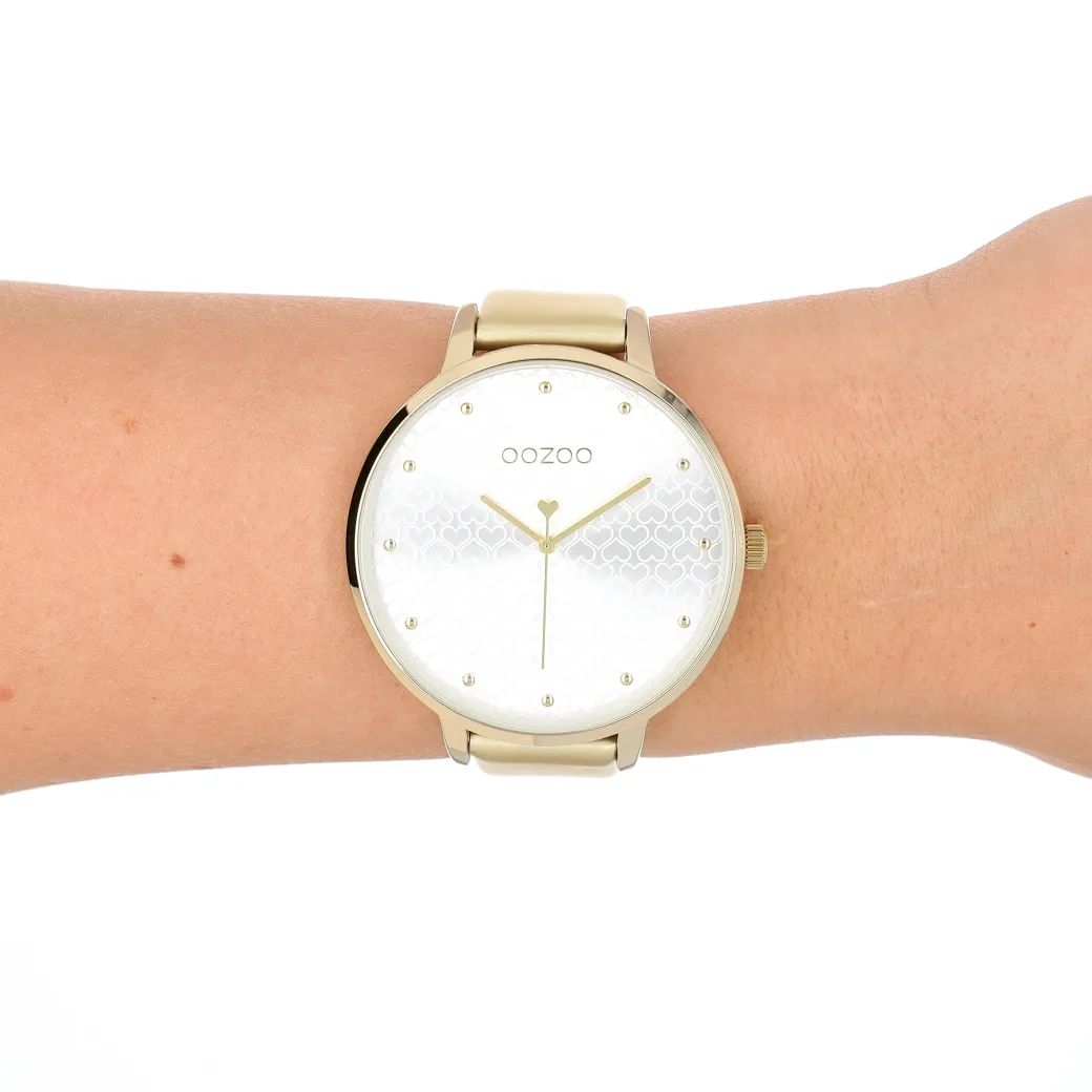 Goudkleurige OOZOO horloge met leren band - C11035