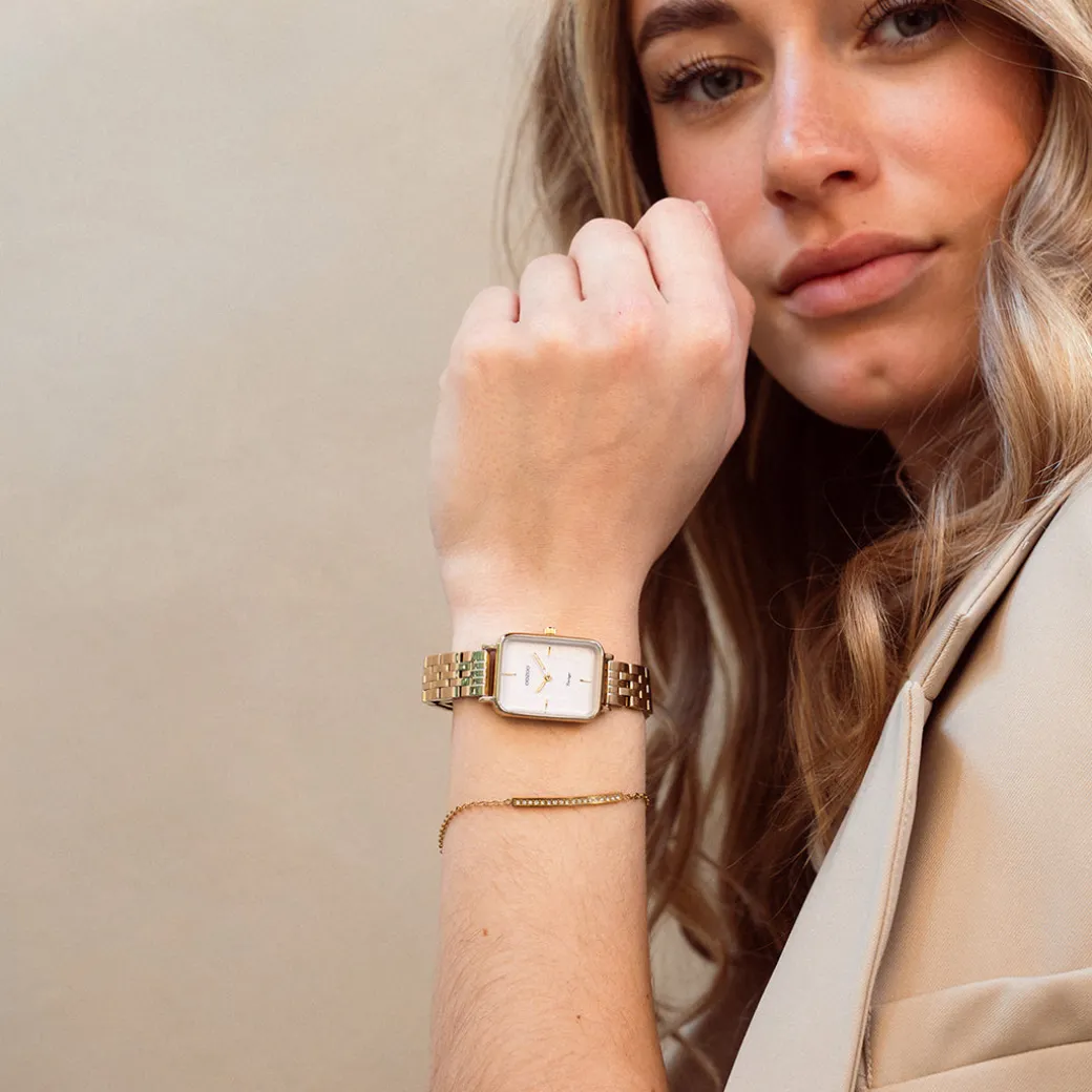 Goudkleurige OOZOO horloge met roestvrijstalen armband roestvrijstalen armband - C20418