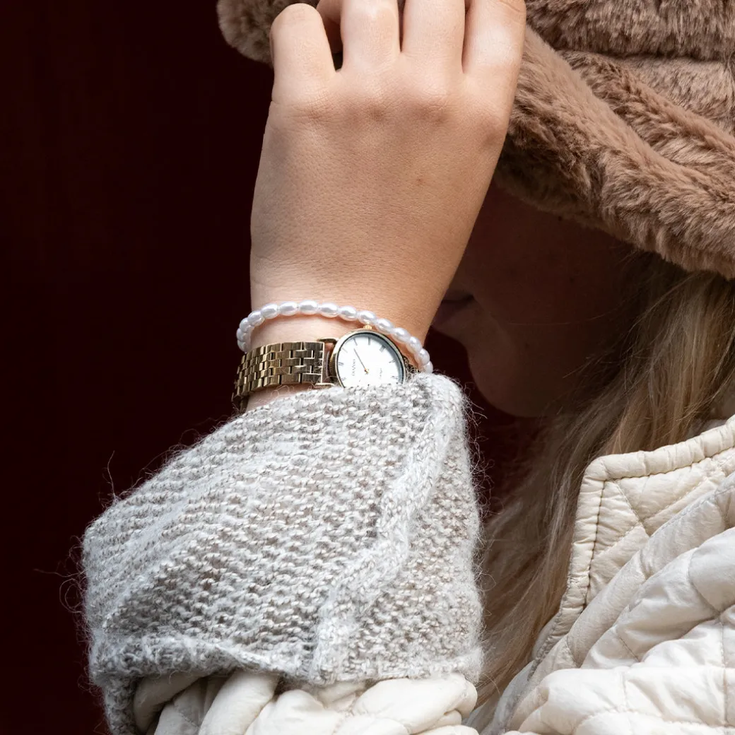 Goudkleurige OOZOO horloge met roestvrijstalen armband - C20376