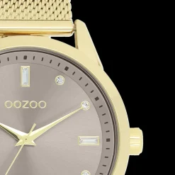 Goudkleurige OOZOO horloge met metalen mesh armband - C11357