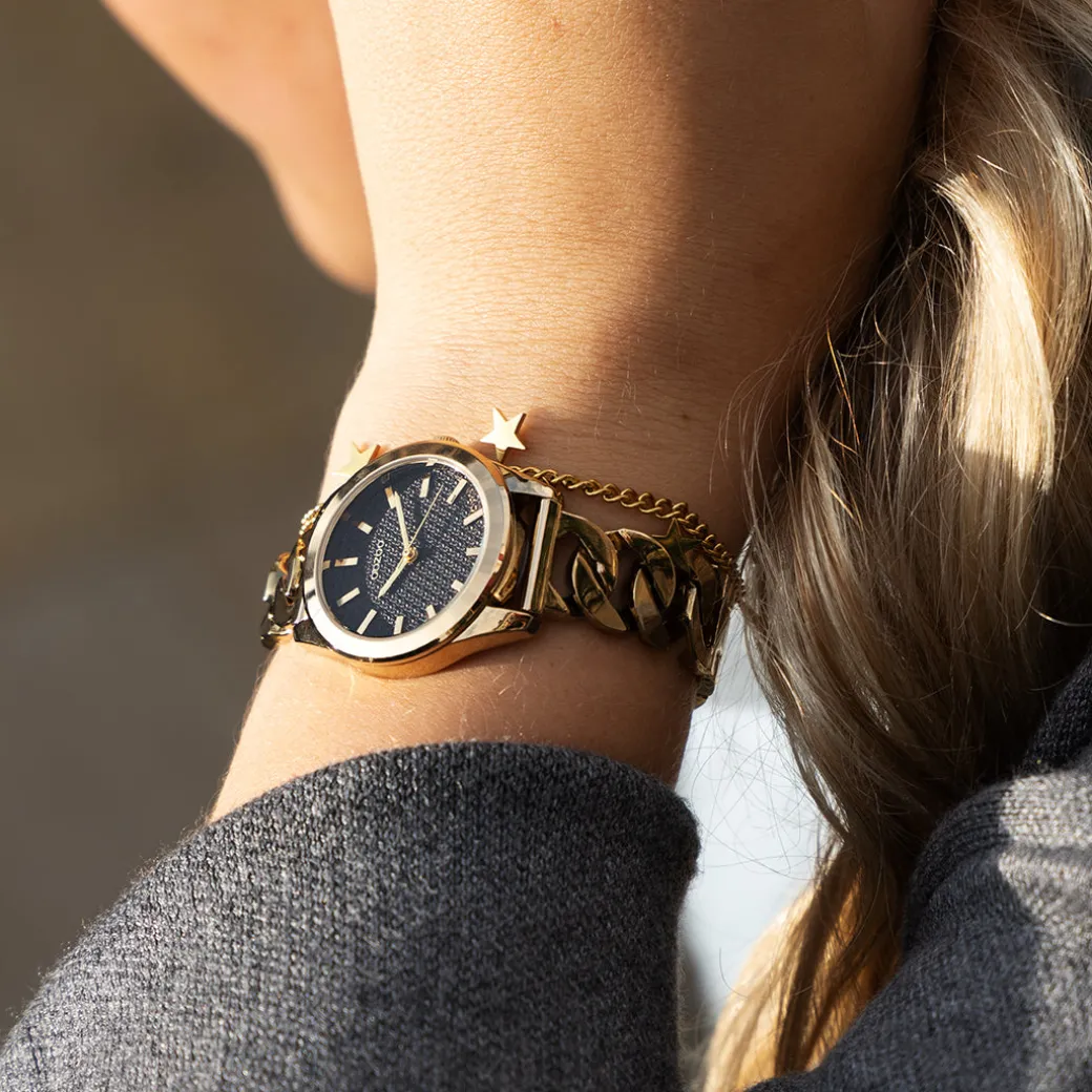 Goudkleurige OOZOO horloge met petit schakelarmband - C11422