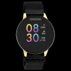 Goudkleurige OOZOO smartwatch met zwarte metalen mesh armband - Q00122