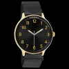 Goudkleurige OOZOO smartwatch met zwarte metalen mesh armband - Q00137