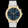 Goudkleurige OOZOO smartwatch met steengrijze rubber band - Q00317