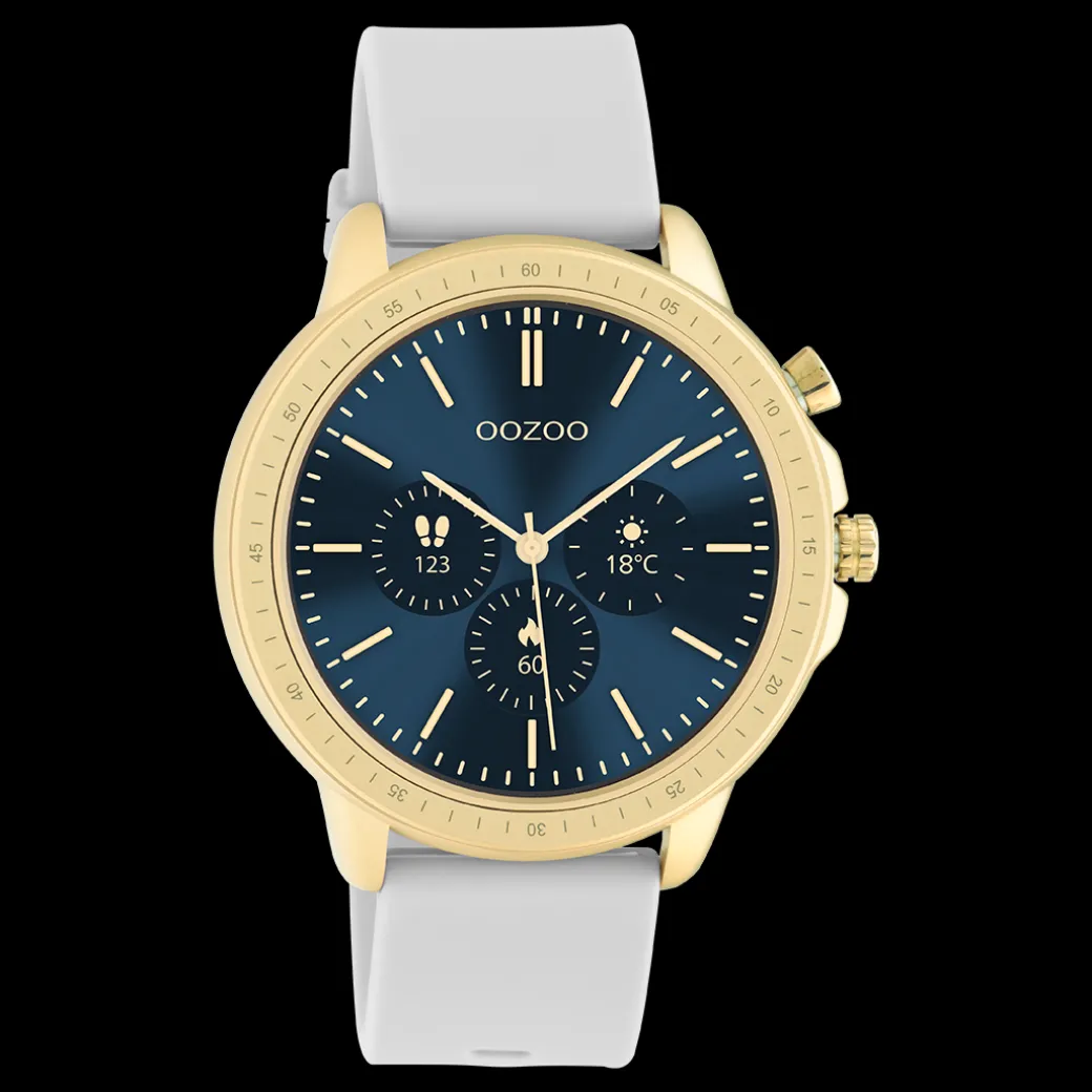 Goudkleurige OOZOO smartwatch met steengrijze rubber band - Q00317