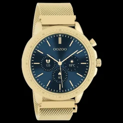 Goudkleurige OOZOO smartwatch met goudkleurige metalen mesh armband - Q00306