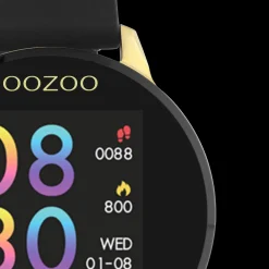 Goudkleurige OOZOO smartwatch met zwarte rubber band - Q00120