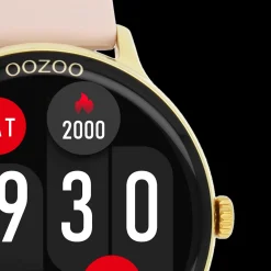 Goudkleurige OOZOO smartwatch met oud roze rubber band - Q00131