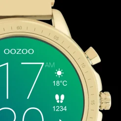 Goudkleurige OOZOO smartwatch met goudkleurige metalen mesh armband - Q00306