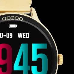 Goudkleurige OOZOO smartwatch met goudkleurige metalen mesh armband - Q00136