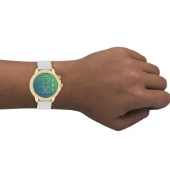 Goudkleurige OOZOO smartwatch met steengrijze rubber band - Q00317