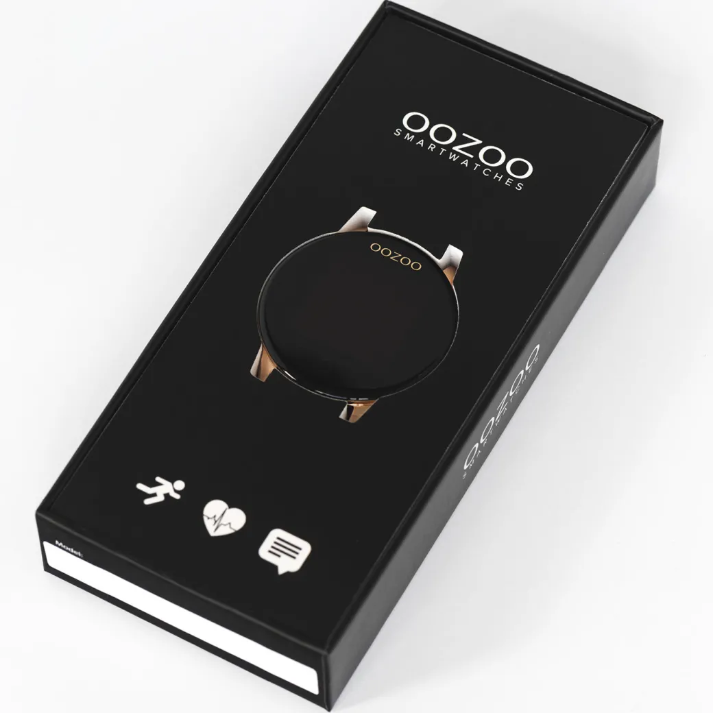 Goudkleurige OOZOO smartwatch met goudkleurige metalen mesh armband - Q00121