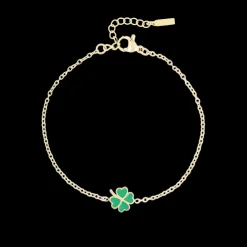 Goudkleurig/groene armband met een klaver