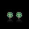 Goudkleurig/groene oorbellen met een groene klaver
