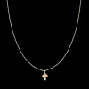 Goudkleurig/rode ketting met een paddenstoel bedeltje