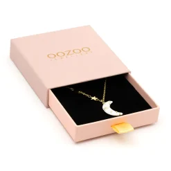 Goudkleurig/witte ketting met een maan bedeltje