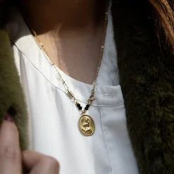 Goudkleurig/zwarte ketting met een haas